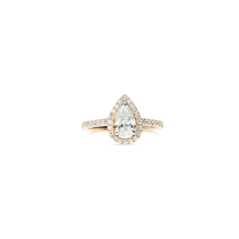 Pear Diamond Ring with Halo