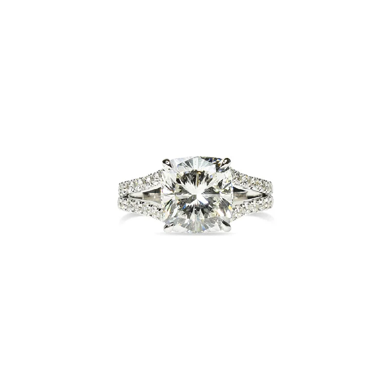 Cushion Cut Ring with Split Shank