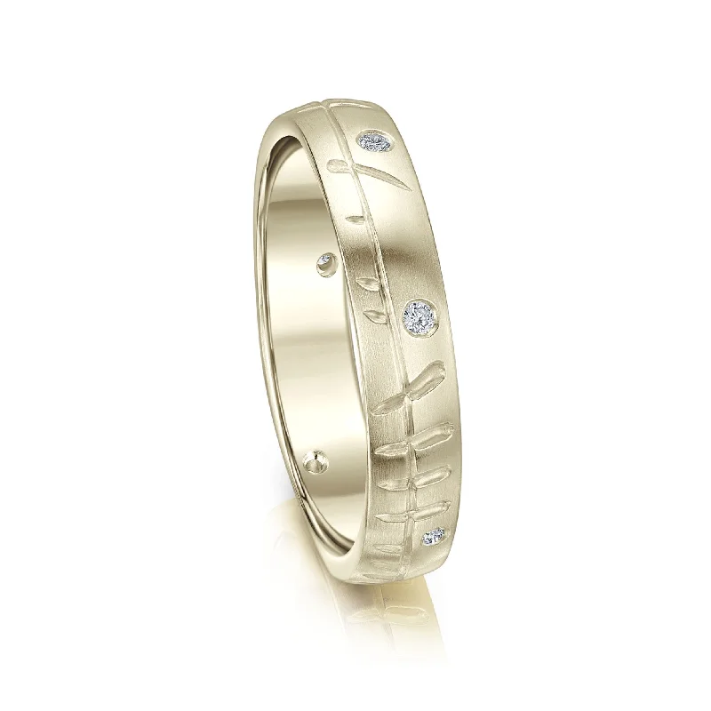 Ogham 4mm Oval Court Diamond Ring in 18ct White Gold