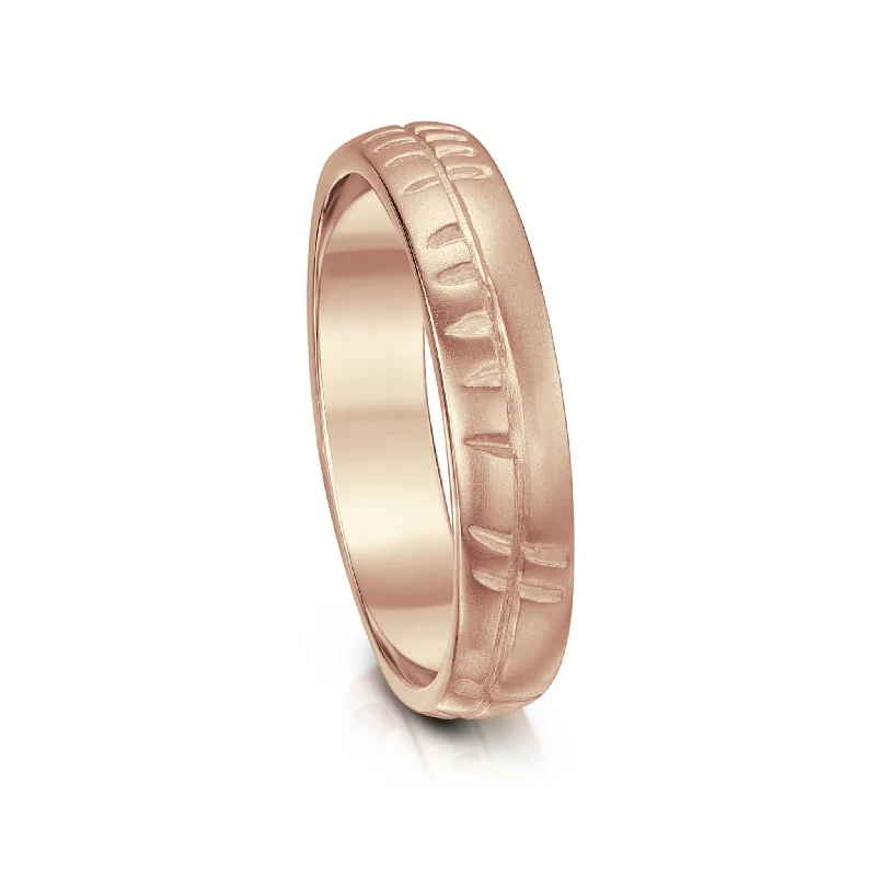 Ogham 4mm Oval Court Ring in 9ct Rose Gold