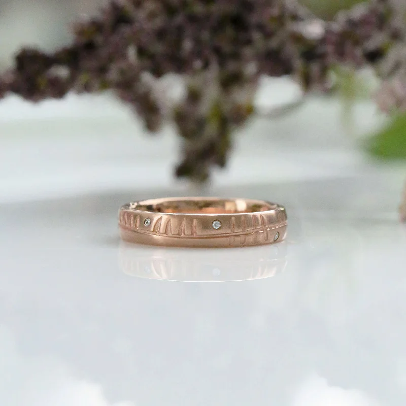 Ogham 4mm Oval Court Diamond Ring in 9ct Rose Gold