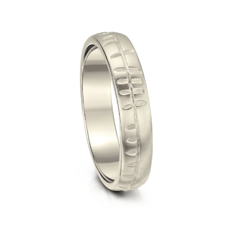 Ogham 4mm Oval Court Ring in 9ct White Gold