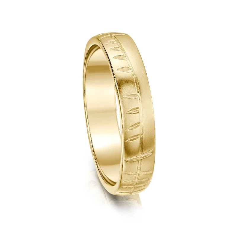 Ogham 4mm Oval Court Ring in 9ct Yellow Gold