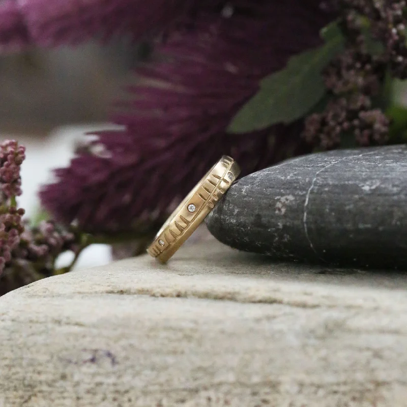 Ogham 4mm Oval Court Diamond Ring in 9ct Yellow Gold