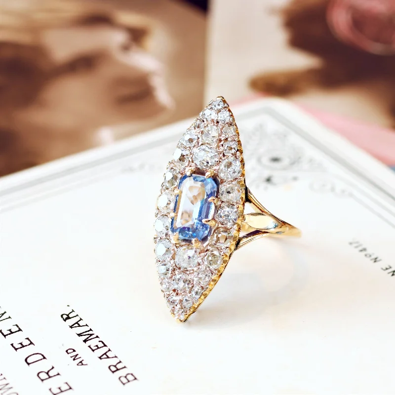 OH My Goodness!! Mesmerising Marvellous Marquise Sapphire & Diamond Ring