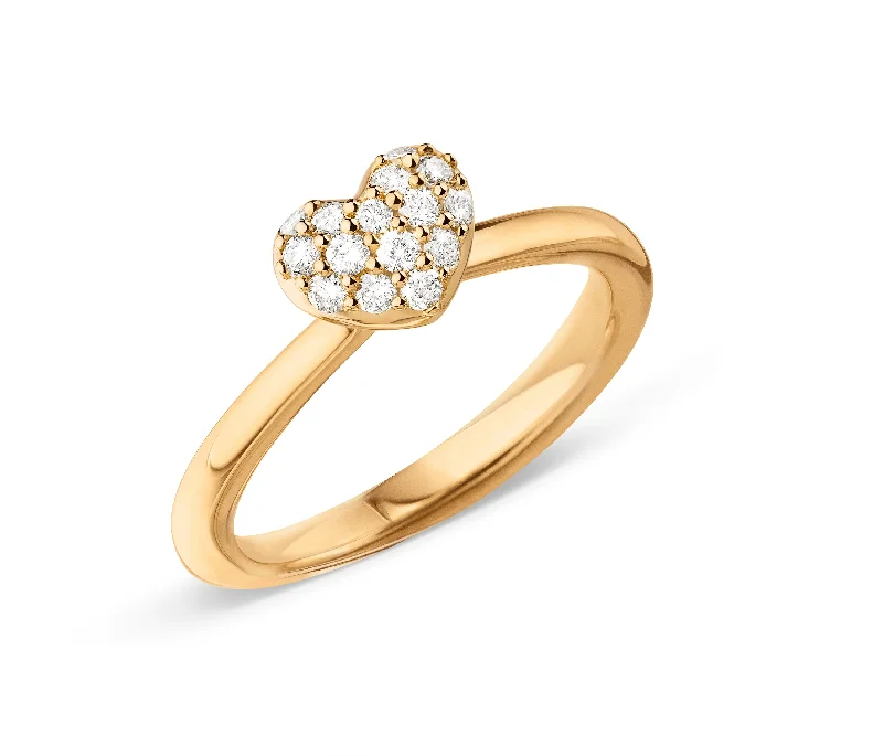 Heart 18K Gold Ring w. Diamonds