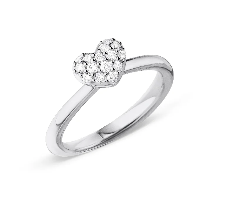 Heart 18K Whitegold Ring w. Diamonds