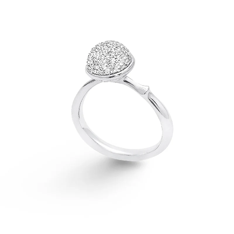 Medium Lotus Pavé 18K Whitegold Ring w. Diamonds