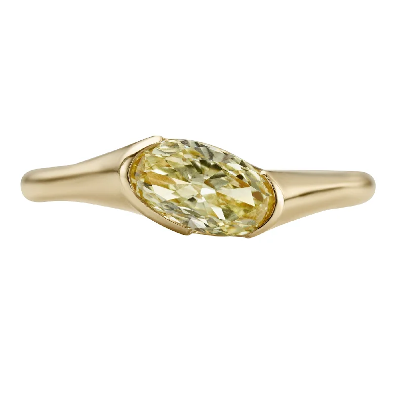 OOAK Fancy Yellow Moval Diamond Engagement Ring