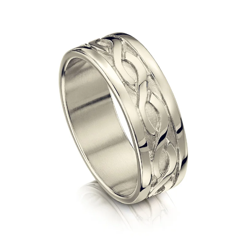 Pierowall Twist Celtic Dress Ring in 18ct White Gold