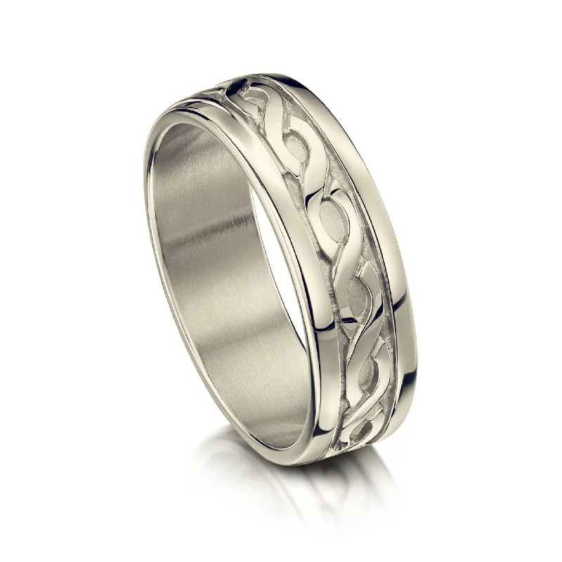 Pierowall Twist Celtic Ring in 18ct White Gold