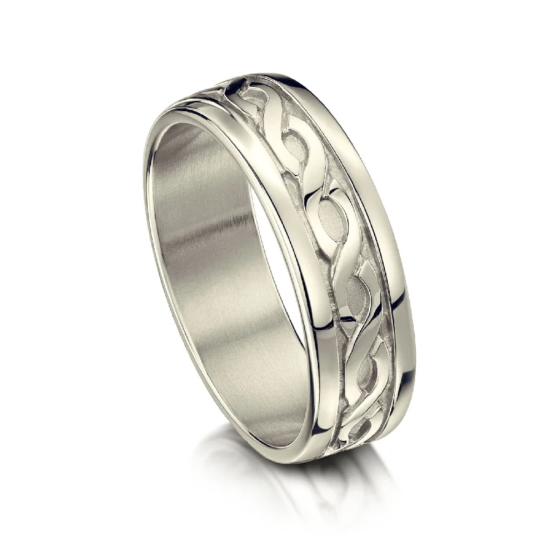 Pierowall Twist Celtic Ring in 9ct White Gold