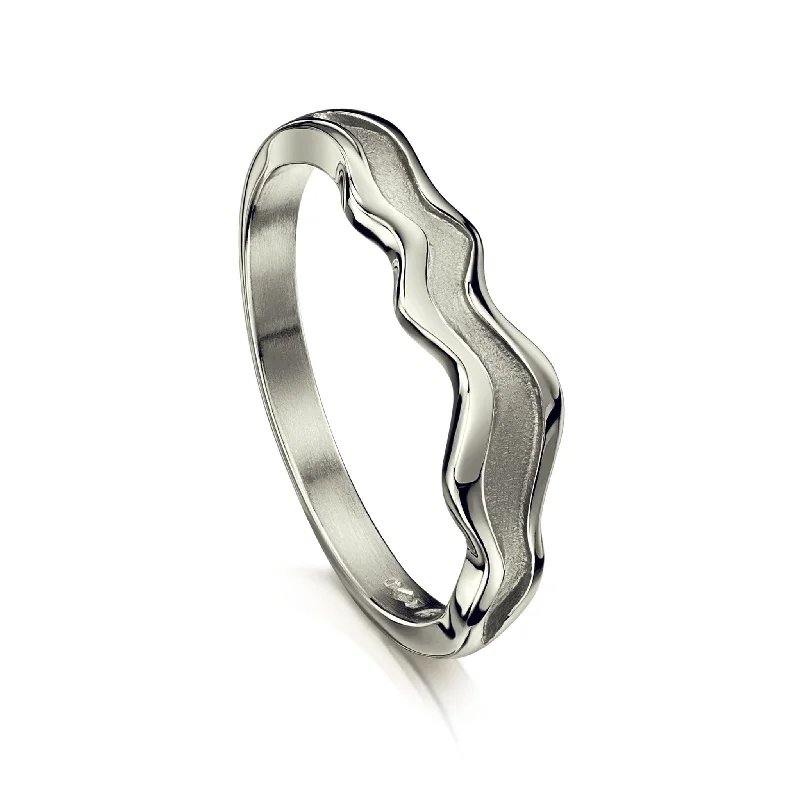 River Ripples Ring in Platinum