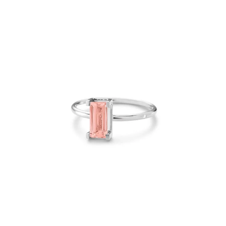 Nord Pink Turned 18K Whitegold Ring w. Tourmaline & Diamond