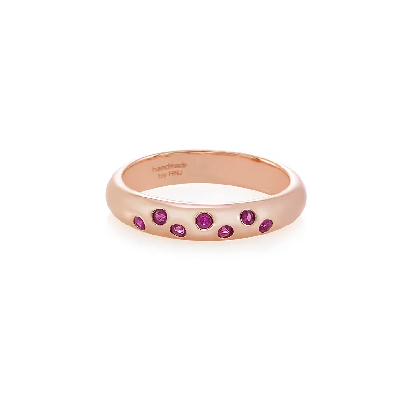 Ruby Wedding Polka Dot Ring in 18K Rose Gold