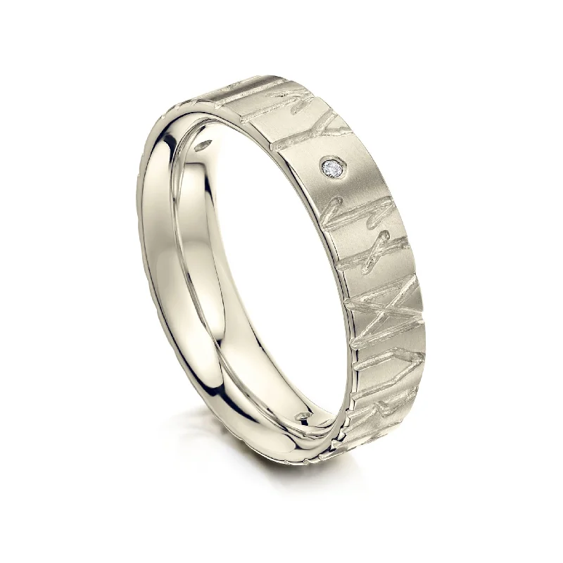 Runic Diamond Ring in 18ct White Gold