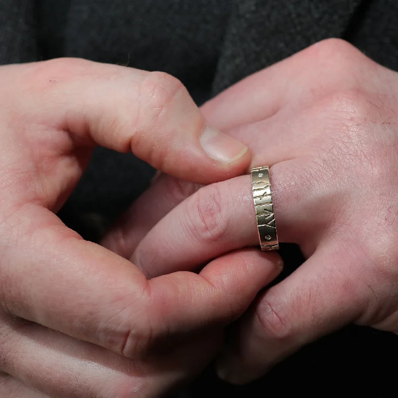 Runic Diamond Ring in 9ct White Gold