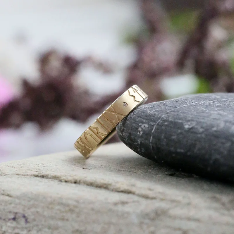 Runic Diamond Ring in 9ct Yellow Gold