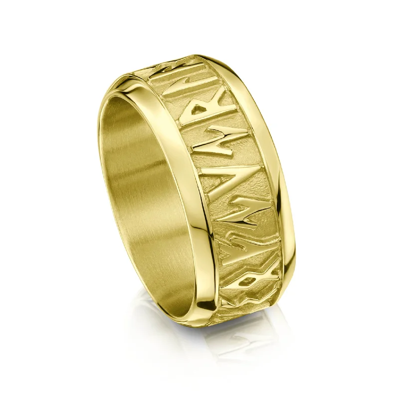 Runic Dress Ring in 18ct Yellow Gold