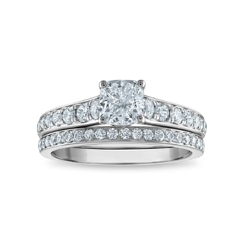 Signature 1-5/8 CTW Diamond Classic Bridal Set Ring in 14KT White Gold