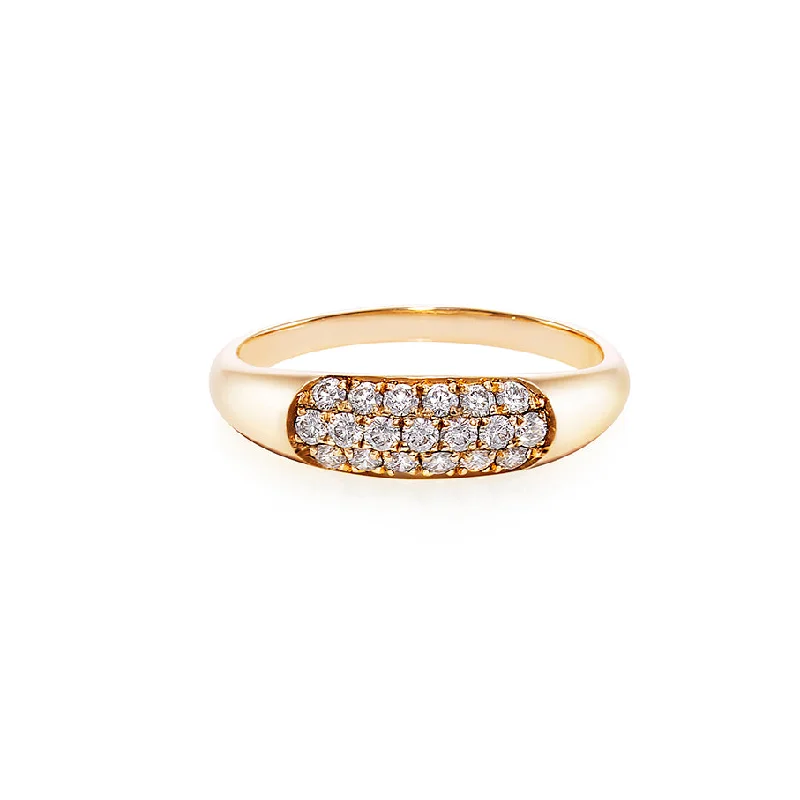 Three Rows Diamond Ring in 18K Yellow Gold