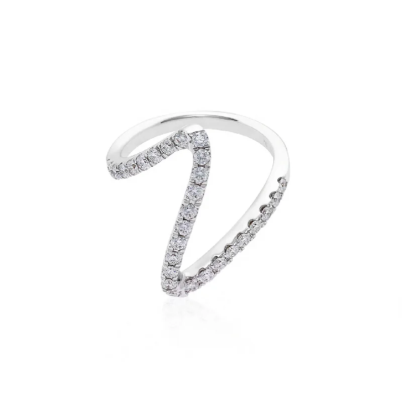 V Shape Diamond Ring in White Gold