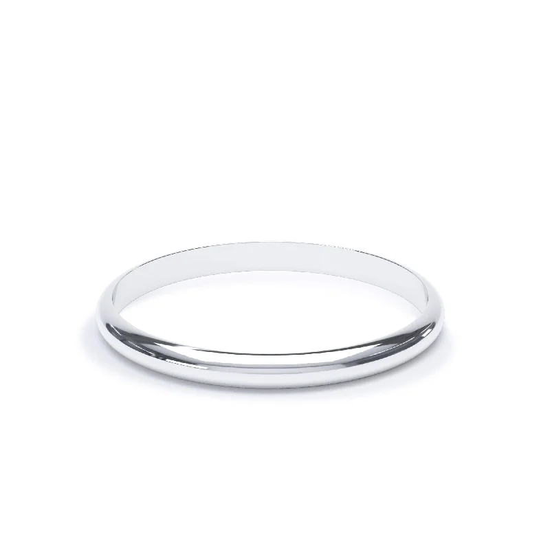 - D Shape Profile Plain Wedding Ring 18k White Gold