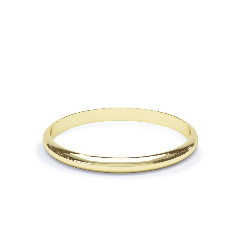 - D Shape Profile Plain Wedding Ring 18k Yellow Gold