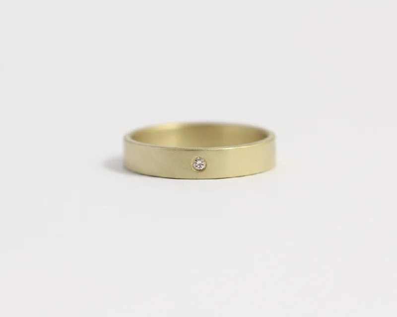 Ethical Yellow Alluvial Gold & Recycled Diamond Ring - Narrow