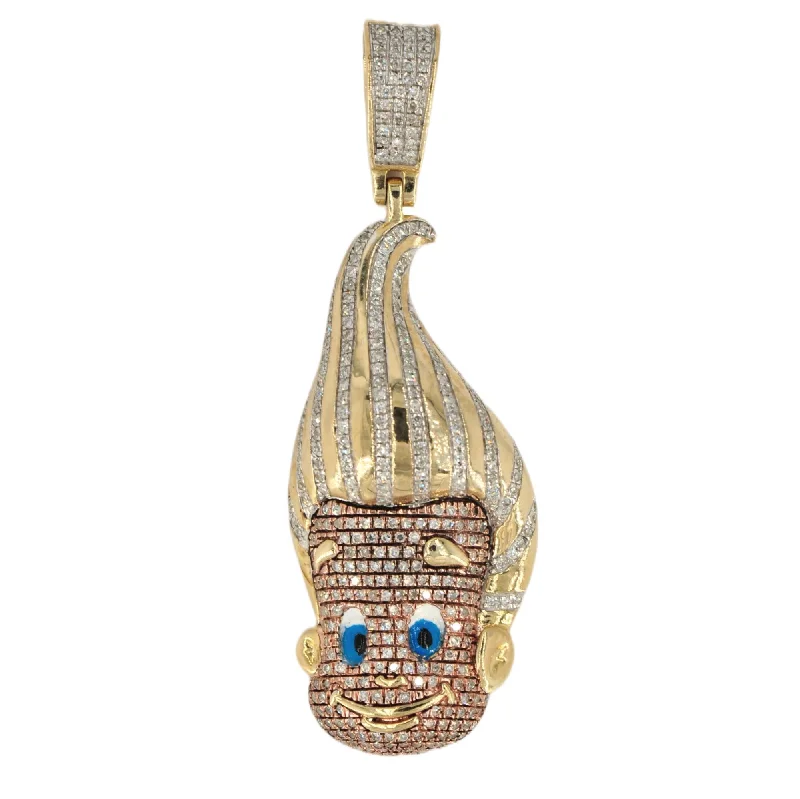 10k Yellow Gold 0.75cttw Diamond ‘Cartoon Boy’ Pendant Flash