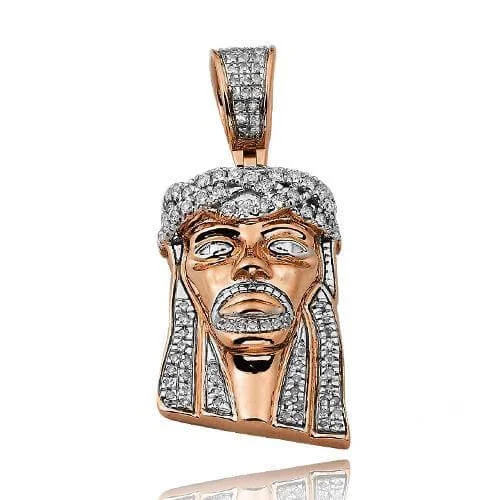 10KR 0.35CTW DIAMOND JESUS PENDANT