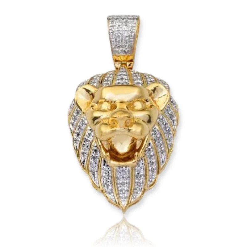 10KY 0.30CTW DIAMOND LION HEAD PENDANT