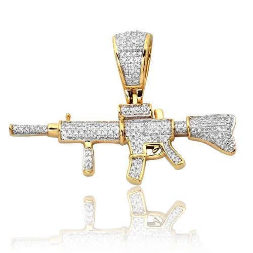 10KY 0.55CTW DIAMOND 'AR-15' GUN PENDANT