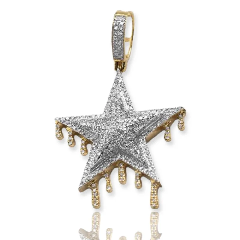 10KY 0.65CTW DIAMOND DRIPPING STAR PENDANT