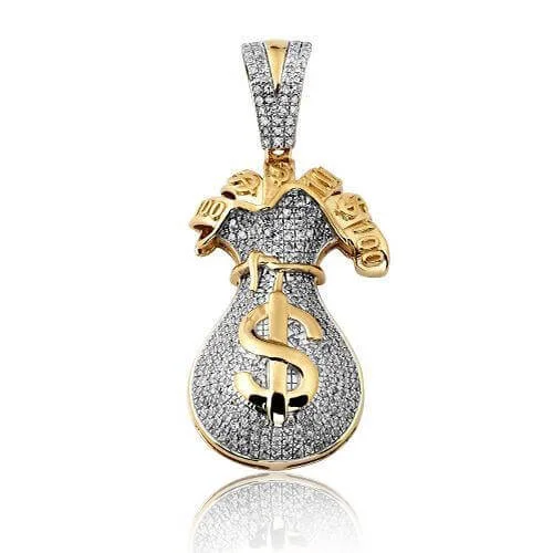 10KY 0.75CTW DIAMOND MONEY BAG PENDANT