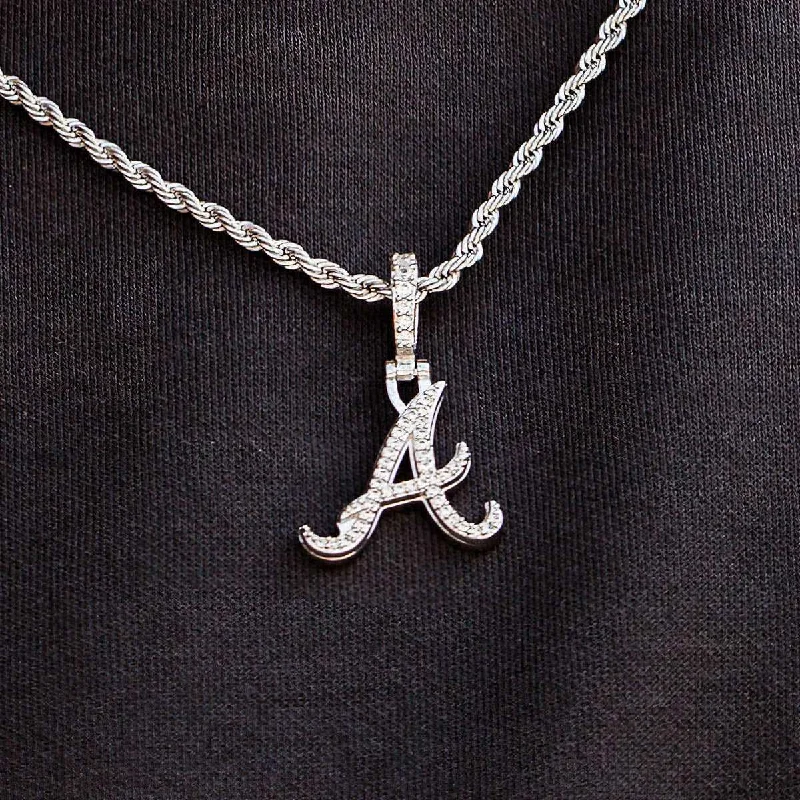 Atlanta Braves Official MLB Logo Micro Pendant in White Gold