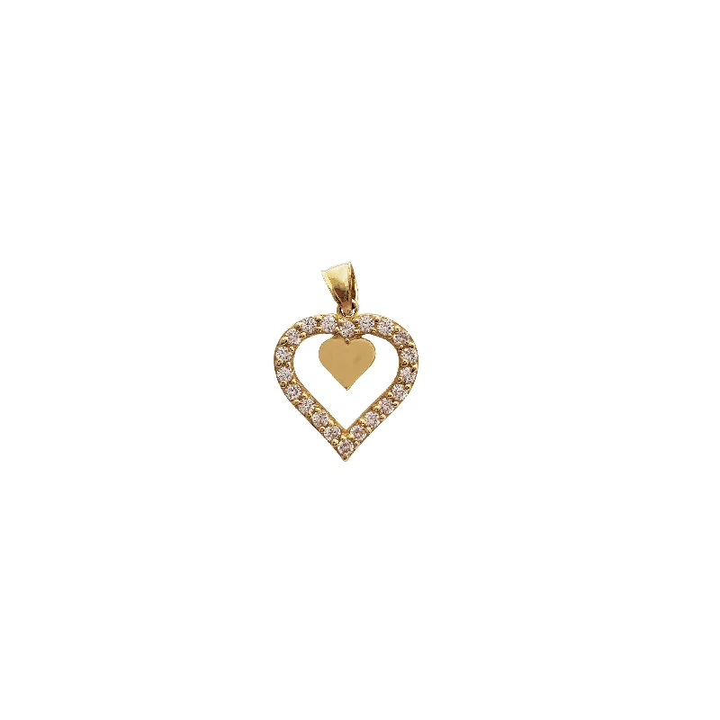 Cubic Zirconia Heart Pendant (14K)