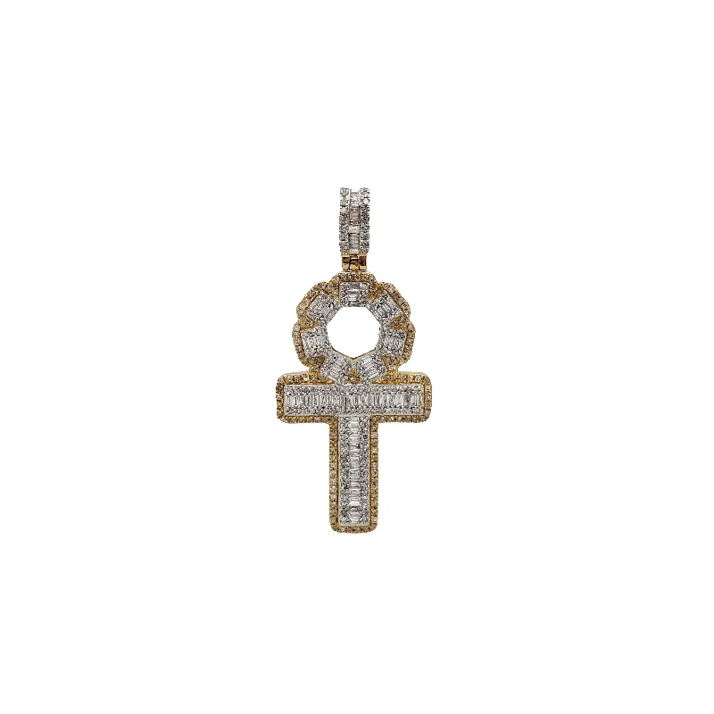 Diamond Baguette Ankh Cross Pendant (14K)