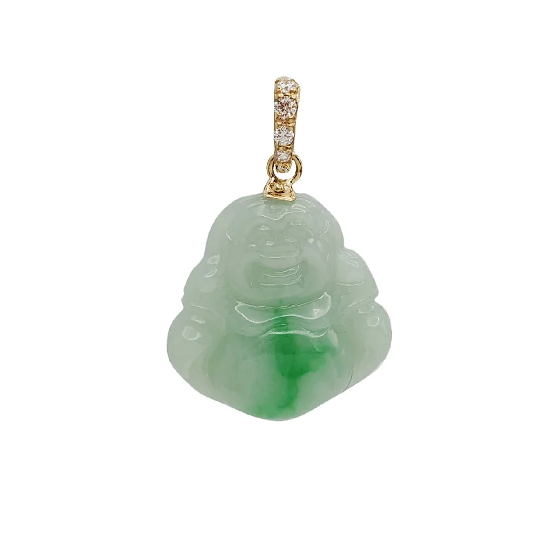 Diamond Green Buddha Pendant (14K)