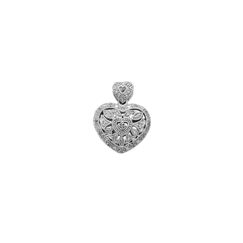 Diamond Heart Lock Pendant (14K)