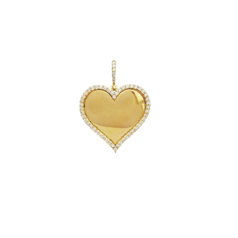 Diamond Heart-Shape Memorial Picture Pendant (14K)