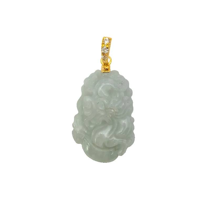 Dragon Chinese Zodiac Sign Jade Pendant (14K)