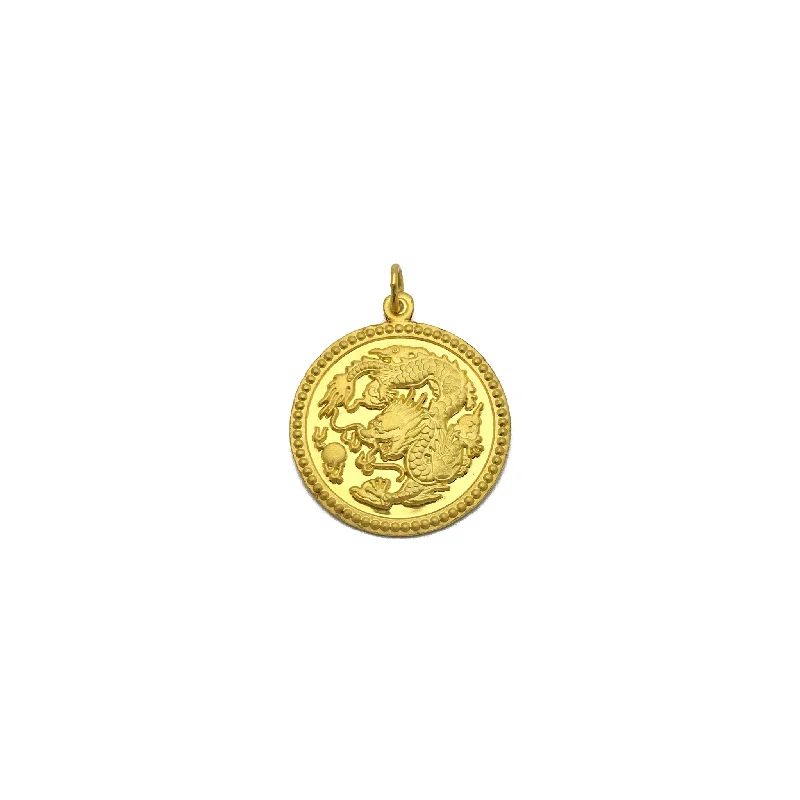 Dragon Zodiac Sign Happiness Medallion Pendant (24K)