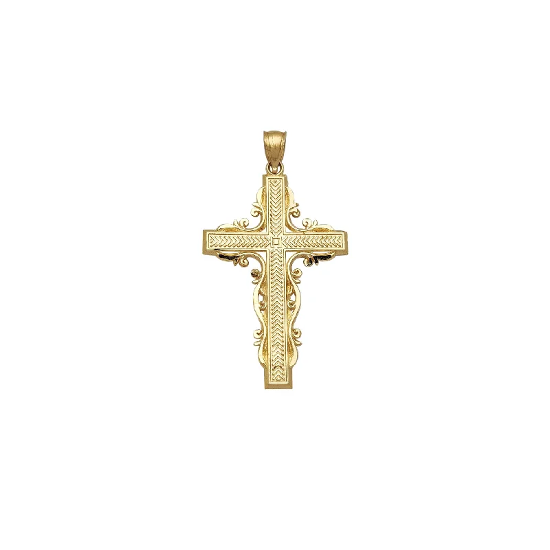 Filigree Border Cross Pendant (14K)