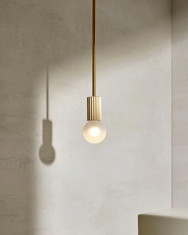 Fluted Brass Suspended Rod Pendant | Attalos