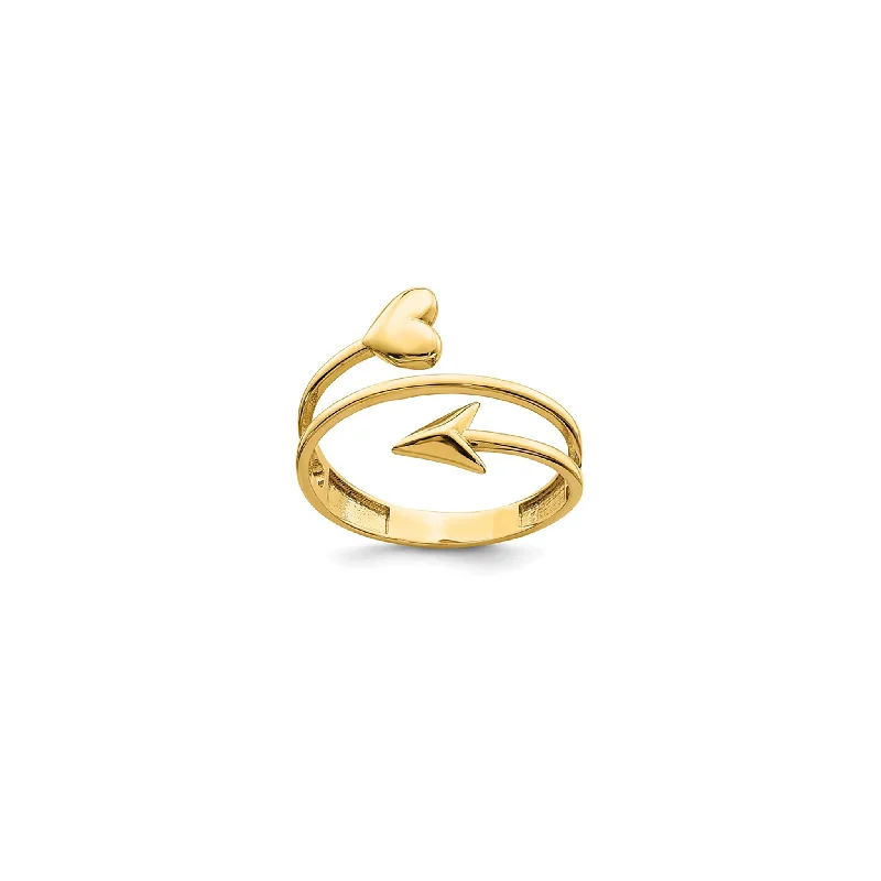 Glossy Arrowhead & Heart Ring (14K)