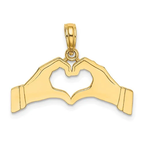 Glossy Hands Forming a Heart Pendant (14K)