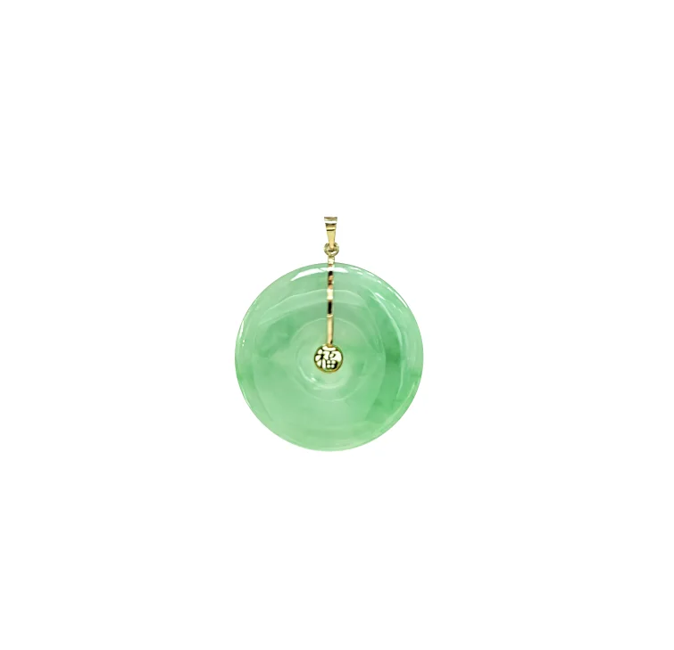 Good Fortune Green Jade Pendant (14K)