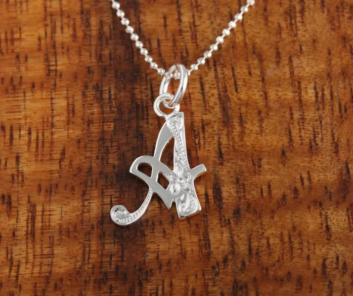 Double - Sided Pendant Necklace with a Photo Insert for Memory - KeepersSterling Silver Hawaiian Scroll Engraved Script Initial Pendant (Chain Sold Separately) Double - Sided Pendant Necklace with a Photo Insert for Memory - KeepersSterling Silver Hawaiian Scroll Engraved Script Initial Pendant (Chain Sold Separately)