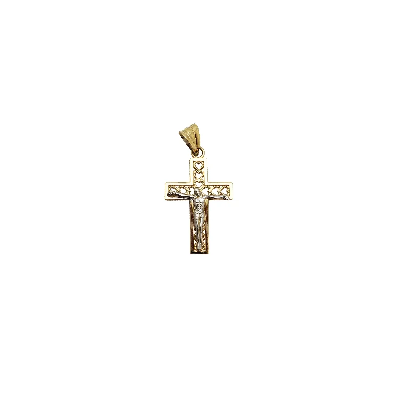 Heart Imprint Crucifix Pendant (14K)